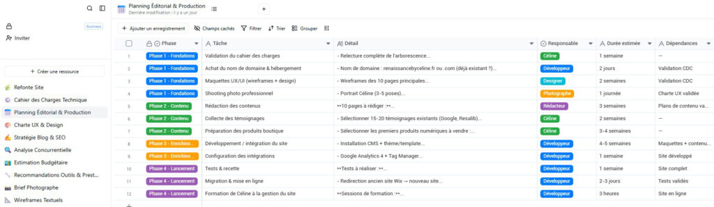 Interface CRM personnalisé